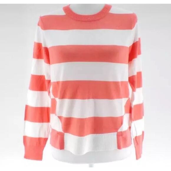 Candace Cameron Bure Lightweight Pink & White Striped Sweater - Large - Picture 2 of 7